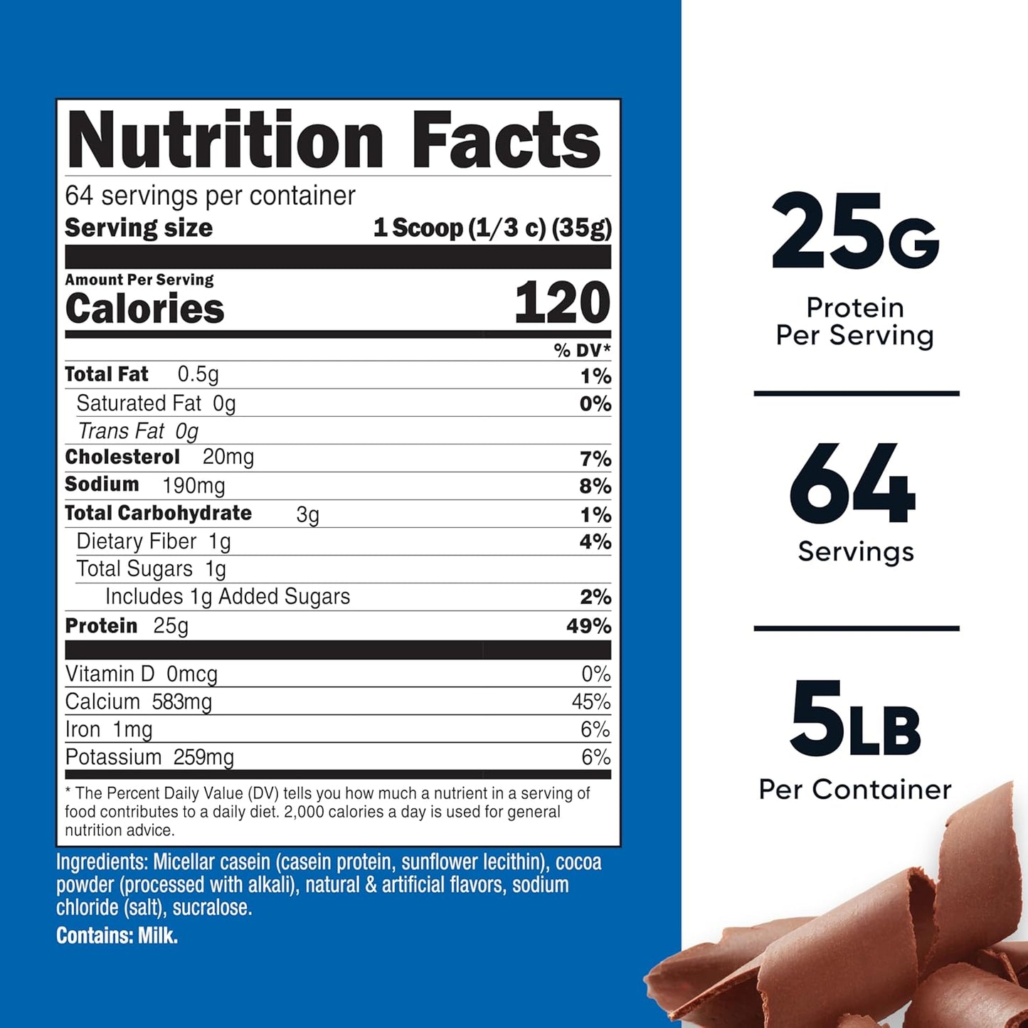 5lb Chocolate Casein Protein Powder by Nutricost - Micellar Casein, Gluten Free, Non-GMO Formula