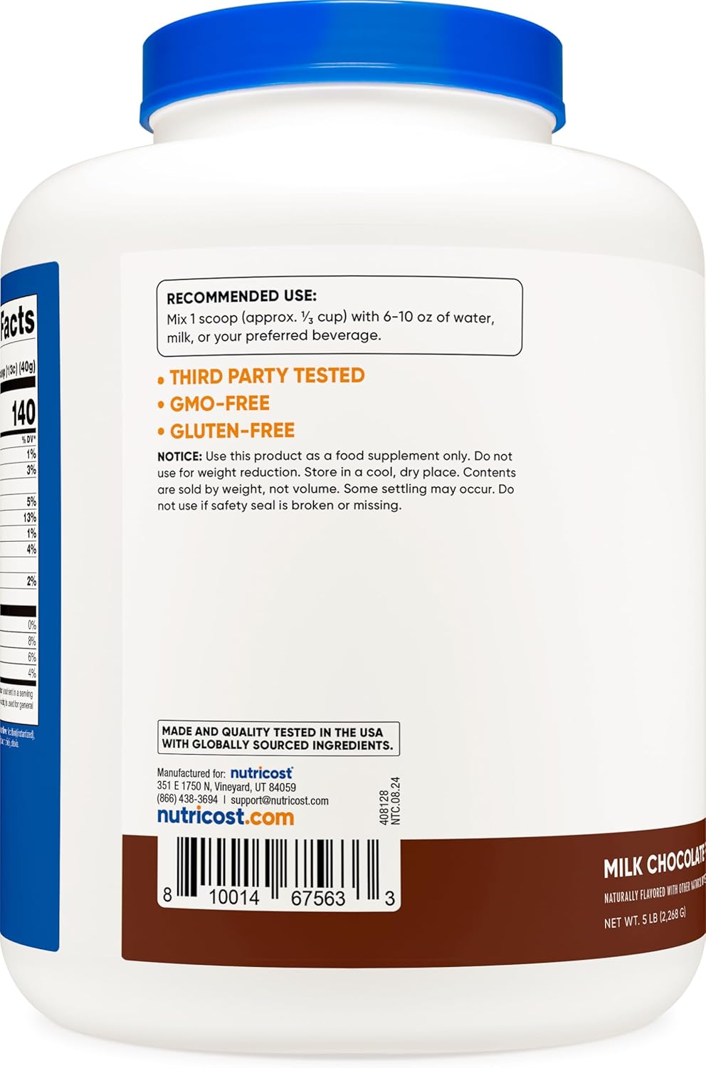 5LB Chocolate Grass-Fed Whey Protein Isolate - Non-GMO, Gluten Free, All-Natural