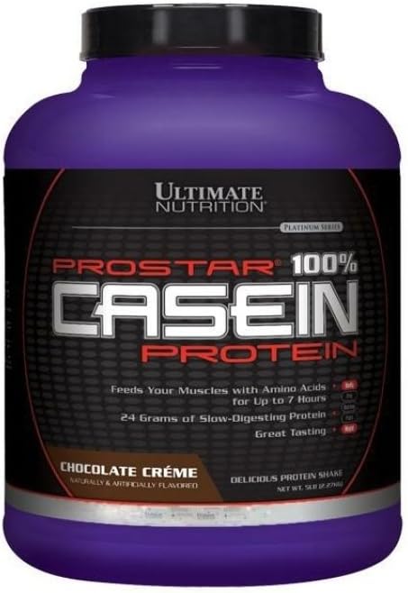 5lb Chocolate Ultimate Nutrition Prostar Micellar & Hydrolyzed Casein Protein Powder - Fat Free for Overnight Muscle Growth & Recovery with BCAAs