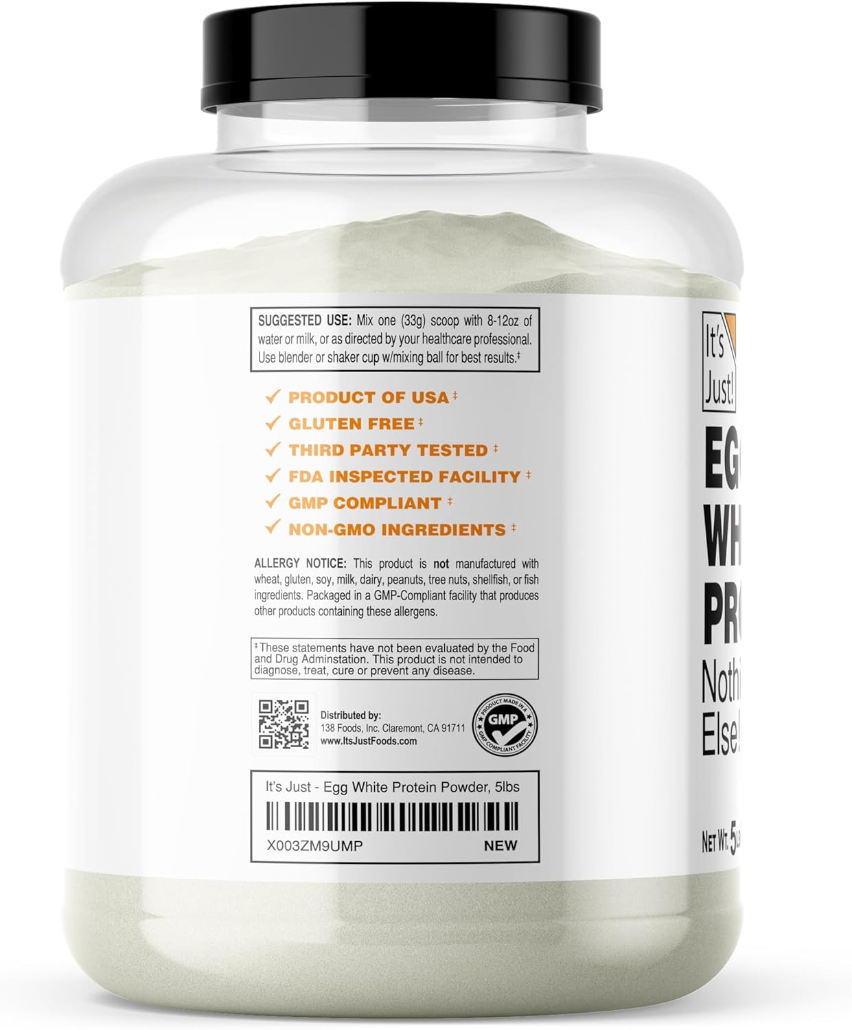 5lb Egg White Protein Powder Made in the USA from Cage-Free Eggs - Unflavored Dried Egg Whites