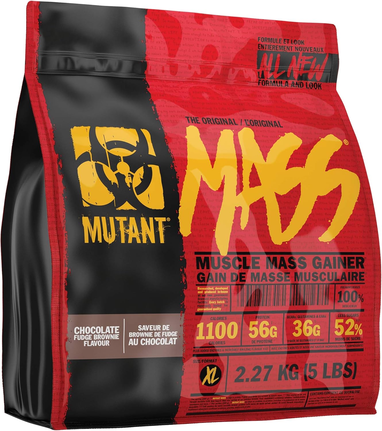 5lb Mutant Mass Weight Gainer Protein Powder - Chocolate Fudge Brownie Flavor - High Calorie Protein for Lean Mass, Muscle Growth, and Bulking
