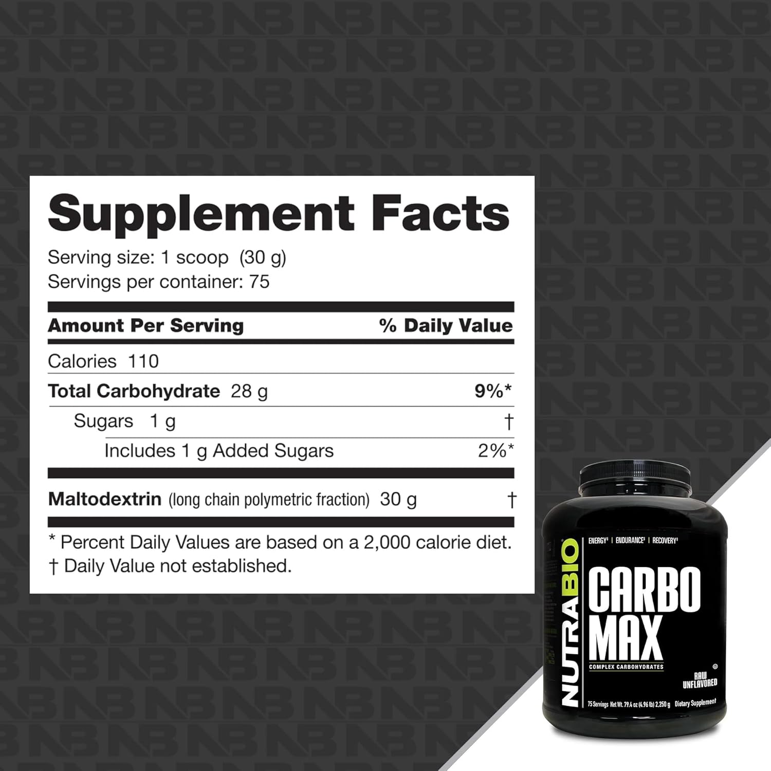 5lb NutraBio CarboMax Maltodextrin Powder - Sustained Energy Carb Powder - Ideal for Muscle & Weight Gain - Unflavored - 75 Servings - BoostGo Australia
