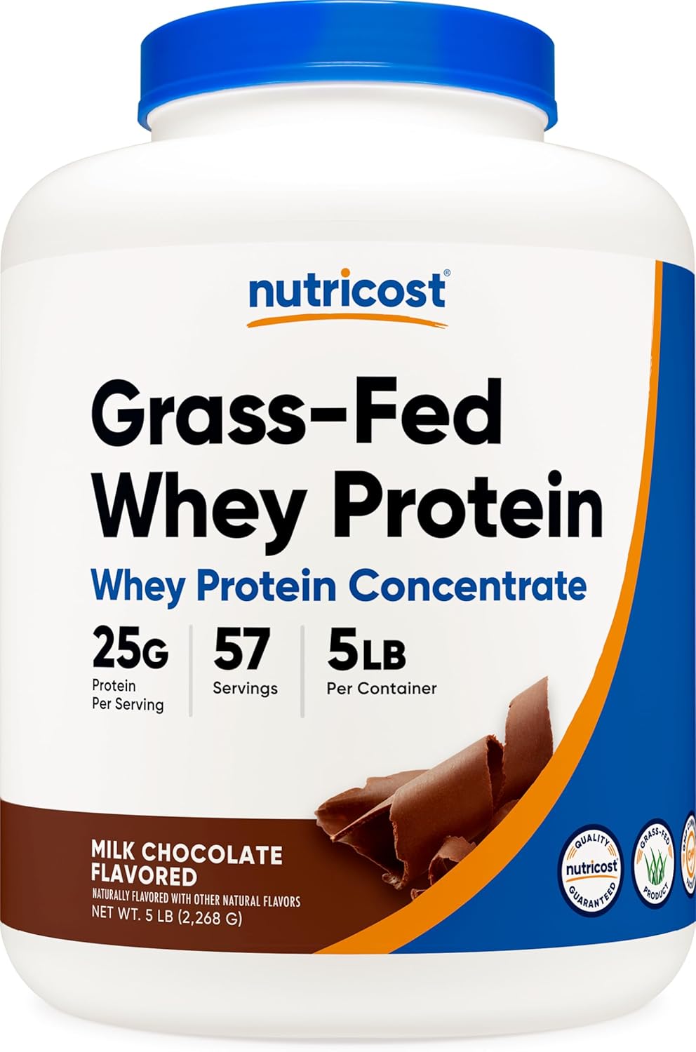 5LB Nutricost Chocolate Grass-Fed Whey Protein Concentrate - Non-GMO, Undenatured, Natural Flavors