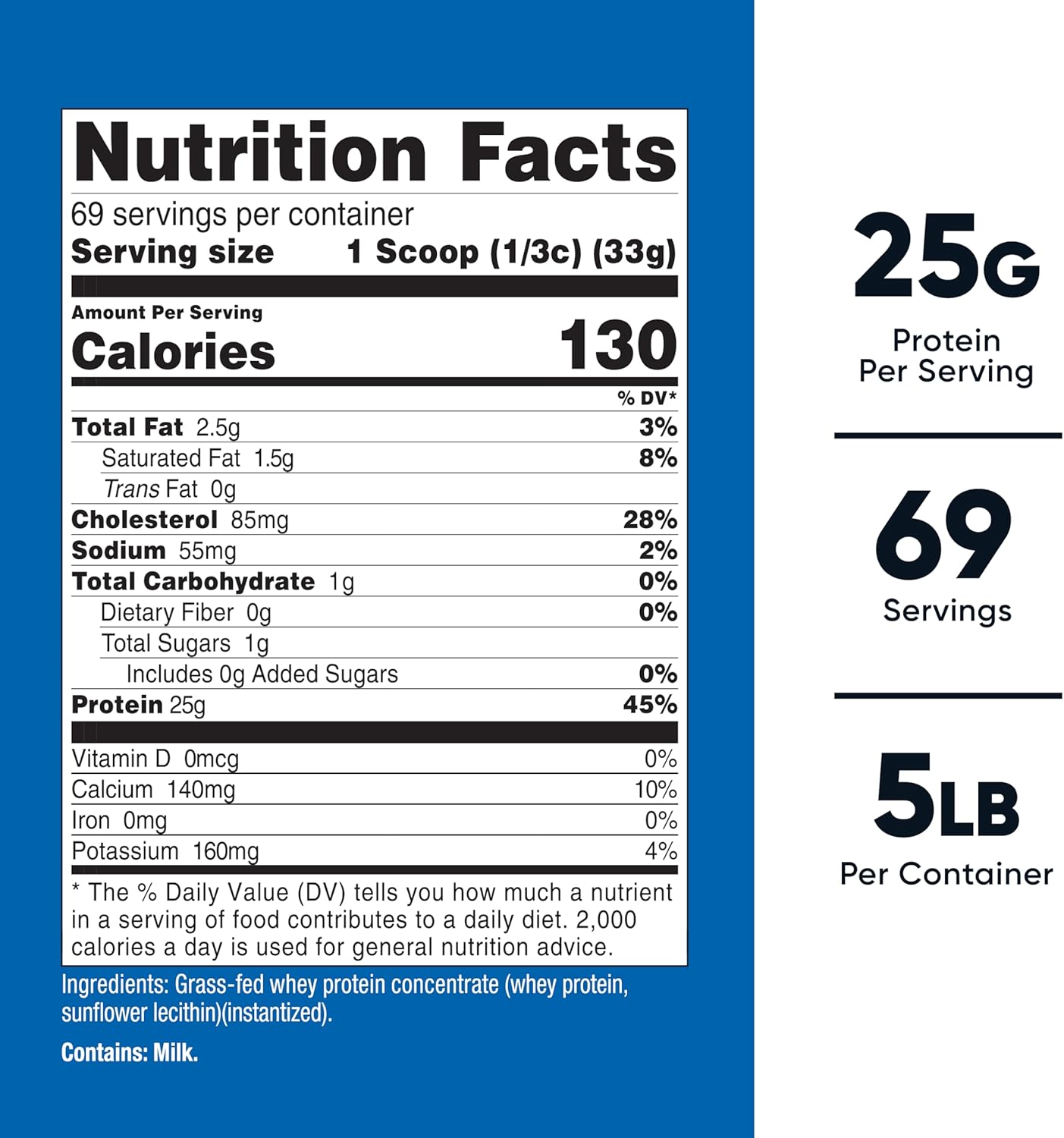 5LB Nutricost Grass-Fed Whey Protein Concentrate - Unflavored, Non-GMO, Gluten-Free, Undenatured