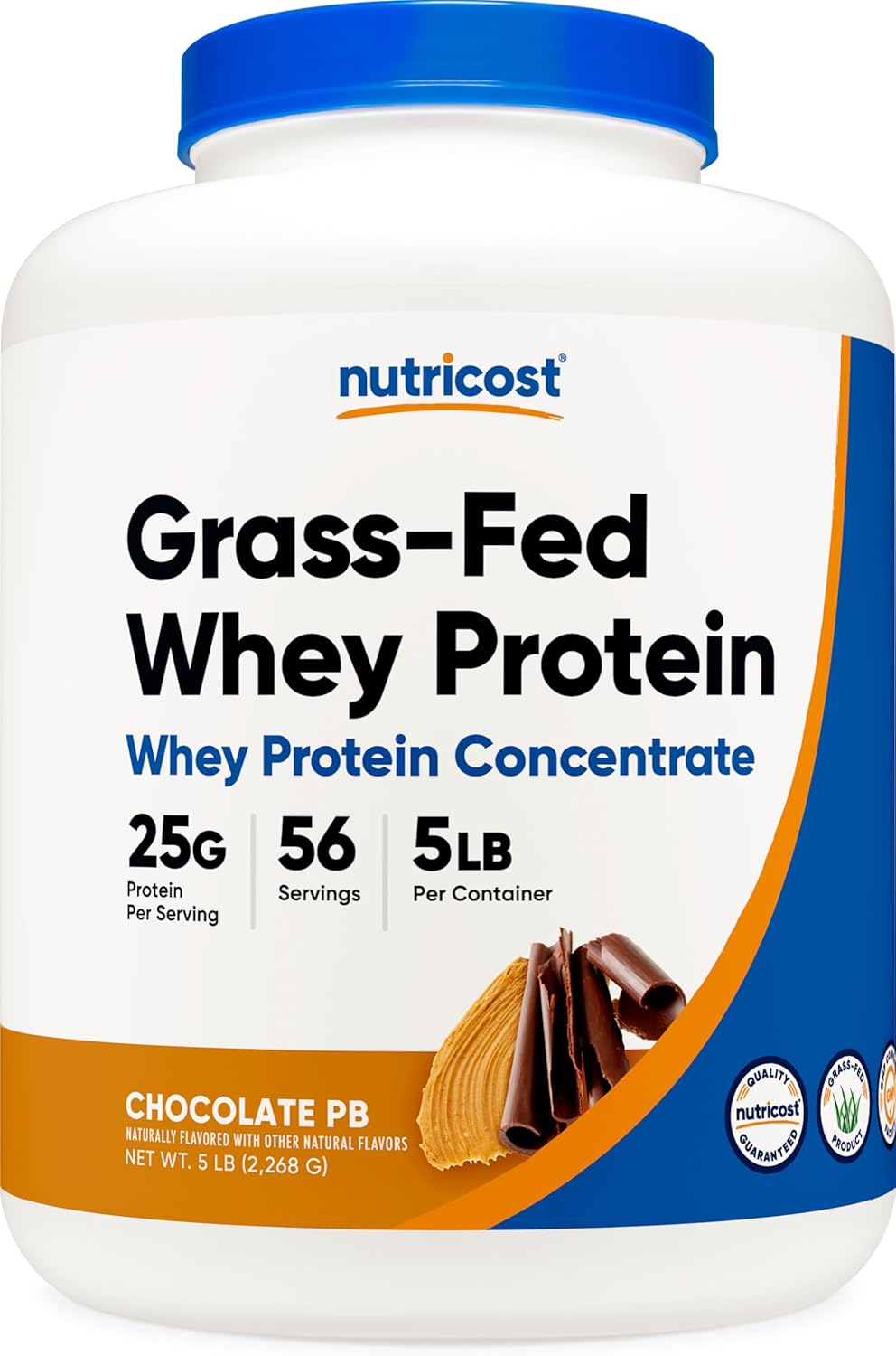 5LB Nutricost Grass-Fed Whey Protein Concentrate in Chocolate Peanut Butter Flavor