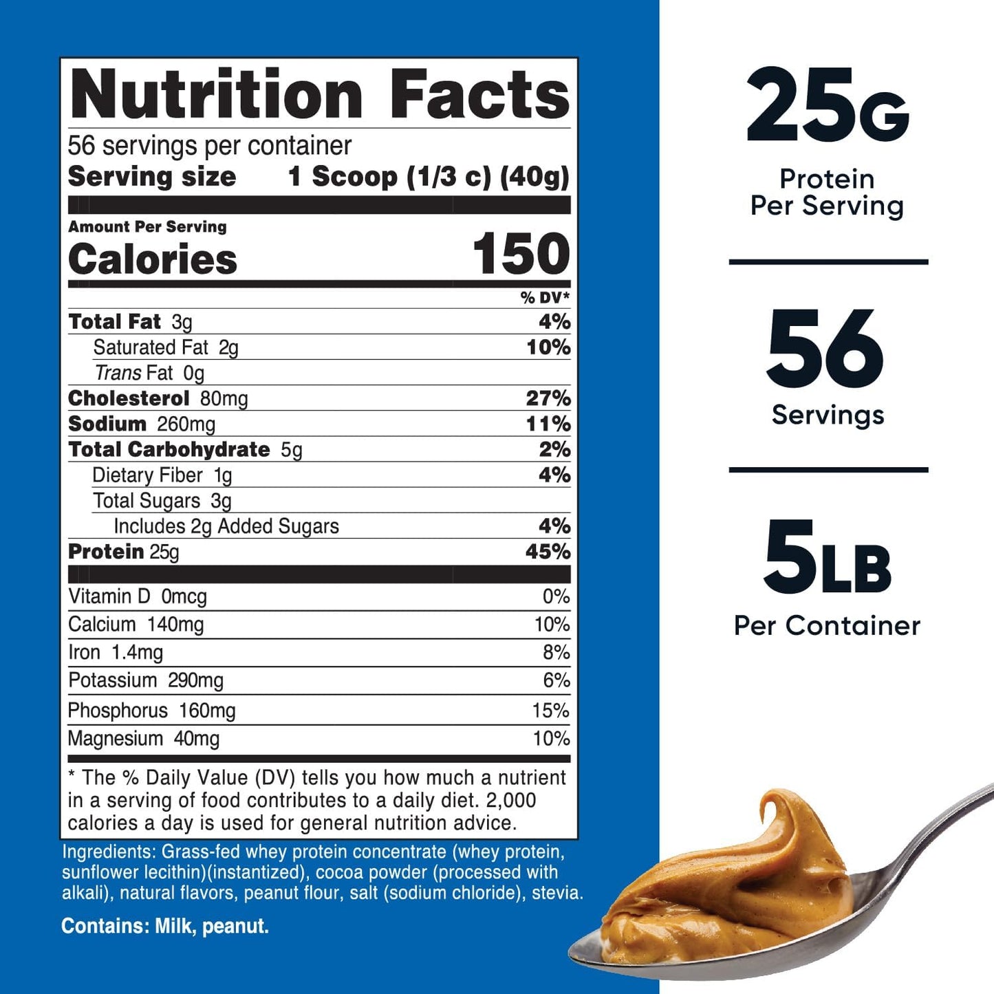 5LB Nutricost Grass-Fed Whey Protein Concentrate in Chocolate Peanut Butter Flavor