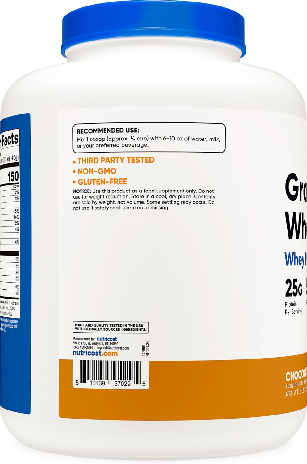 5LB Nutricost Grass-Fed Whey Protein Concentrate in Chocolate Peanut Butter Flavor