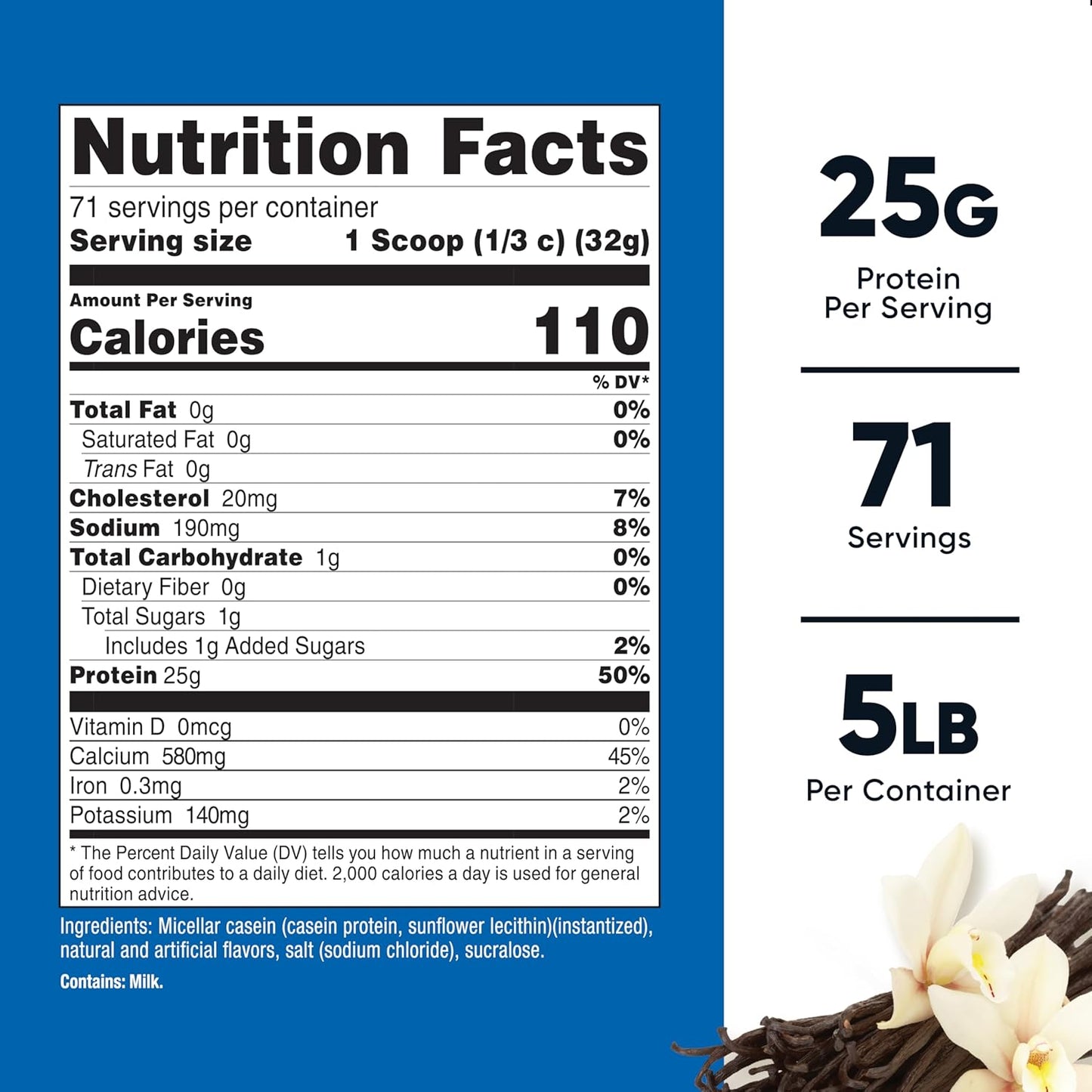 5lb Nutricost Vanilla Micellar Casein Protein Powder - Gluten Free, Non-GMO Formula