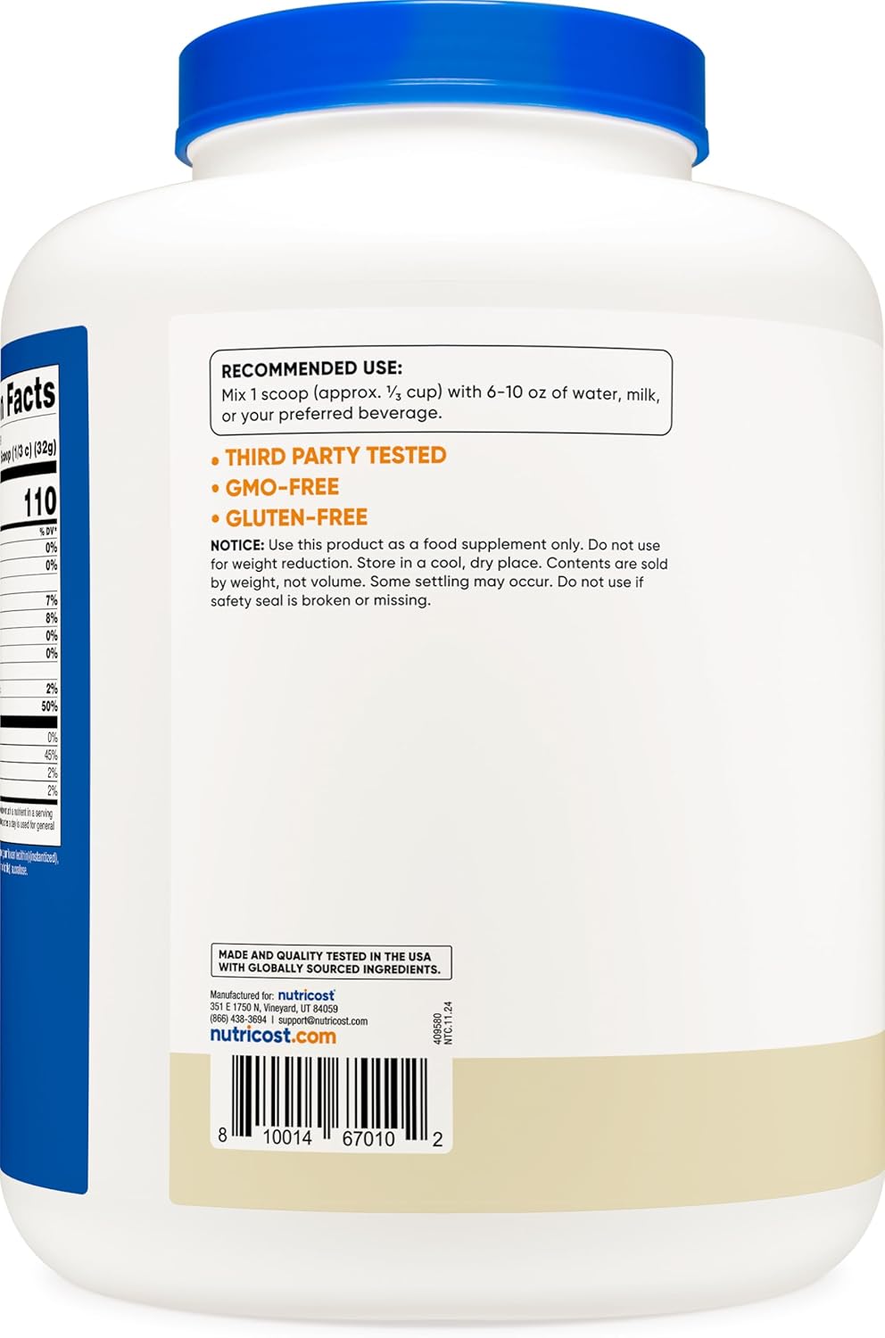 5lb Nutricost Vanilla Micellar Casein Protein Powder - Gluten Free, Non-GMO Formula