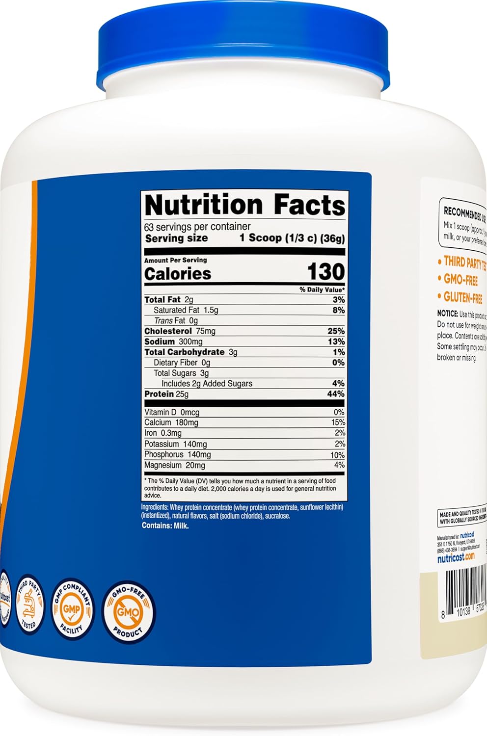 5lb Nutricost Vanilla Whey Protein Concentrate Powder for Muscle Growth & Recovery