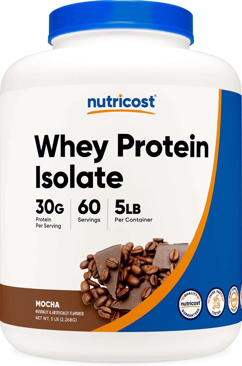 5LB Nutricost Whey Protein Isolate in Mocha Flavor - Gluten Free & Non-GMO