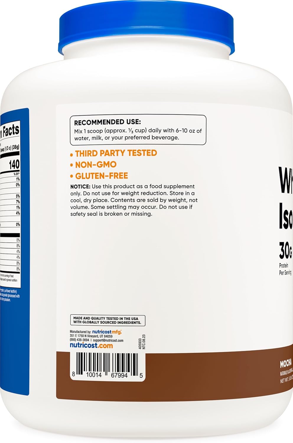 5LB Nutricost Whey Protein Isolate in Mocha Flavor - Gluten Free & Non-GMO