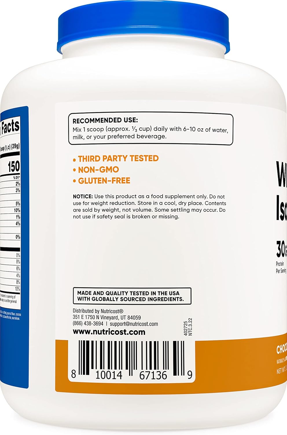 5lb Nutricost Whey Protein Isolate Powder - Chocolate Peanut Butter Flavor