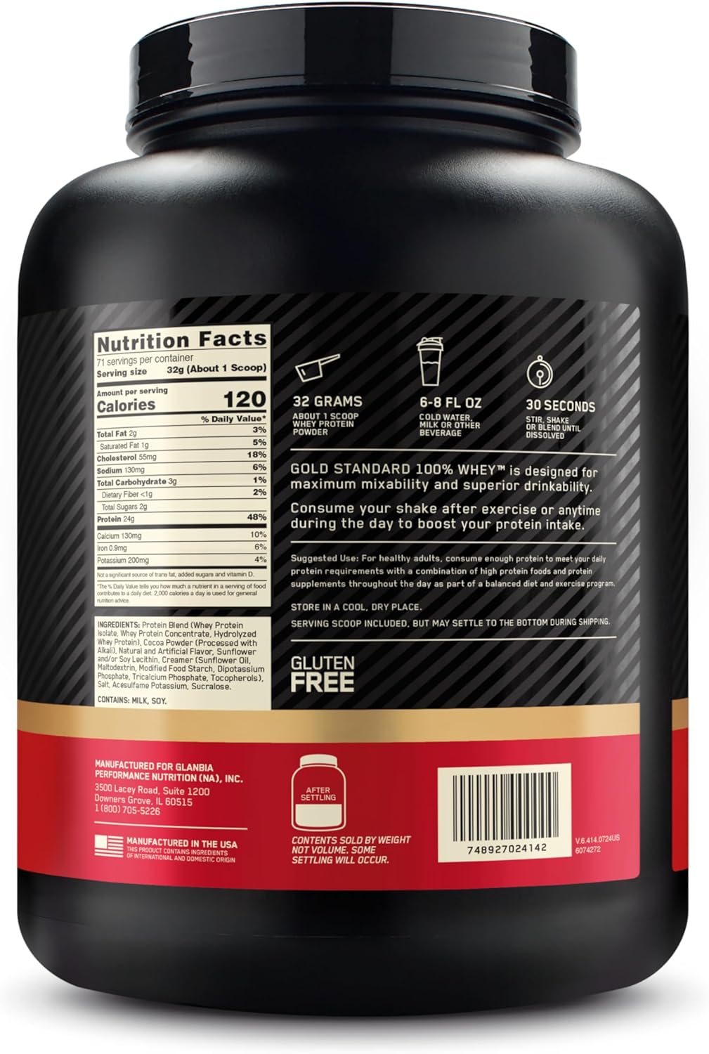 5lb Optimum Nutrition Gold Standard 100% Whey Protein Powder - Extreme Milk Chocolate