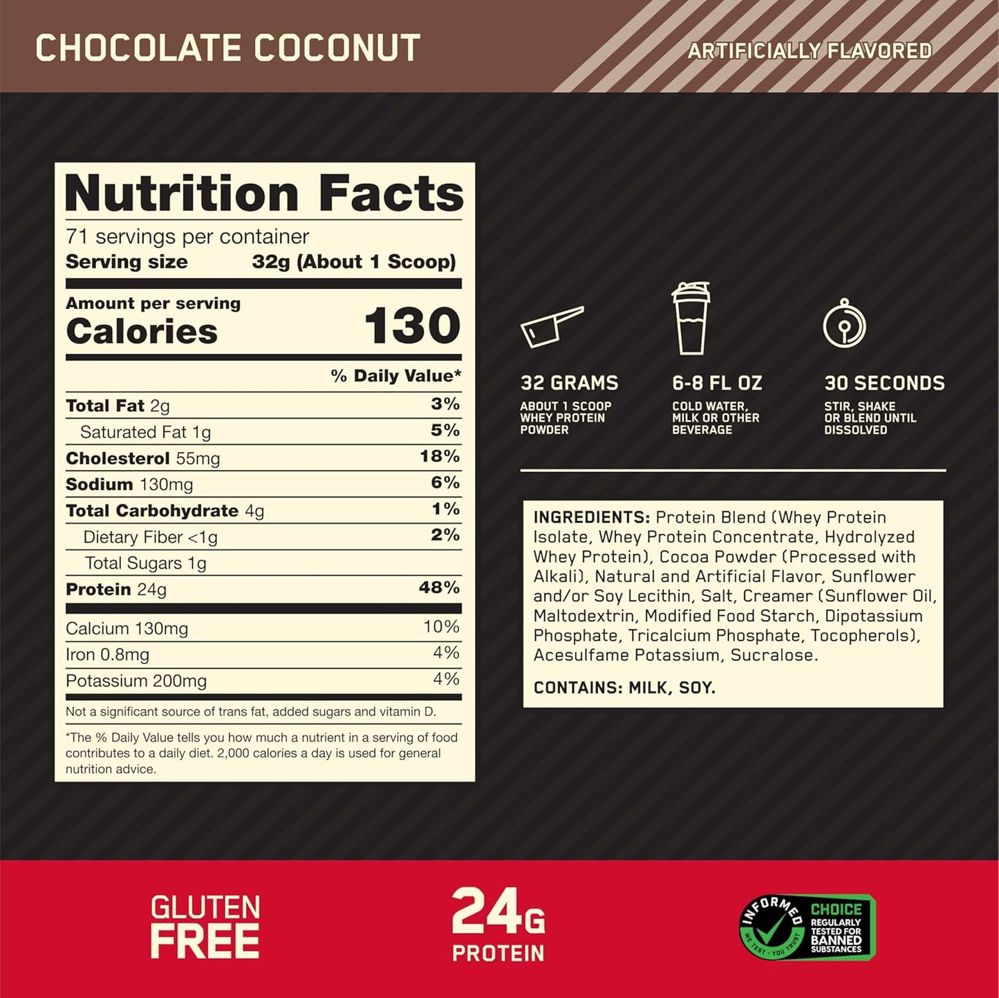 5lb Optimum Nutrition Gold Standard 100% Whey Protein Powder - Chocolate Coconut