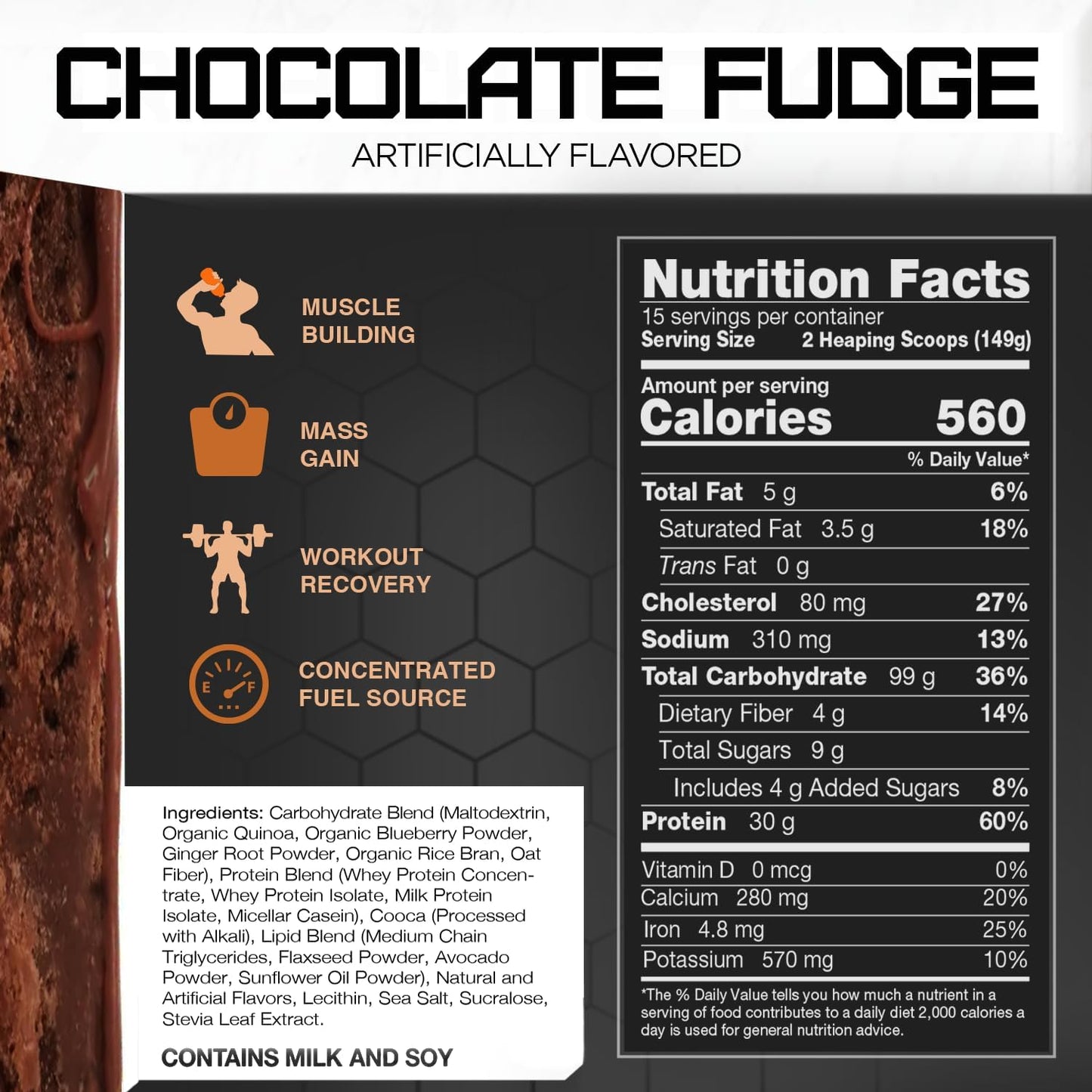 5lb Rival Nutrition Clean Gainer in Chocolate Fudge Flavor - High-Quality Protein Supplement for Muscle Gain
