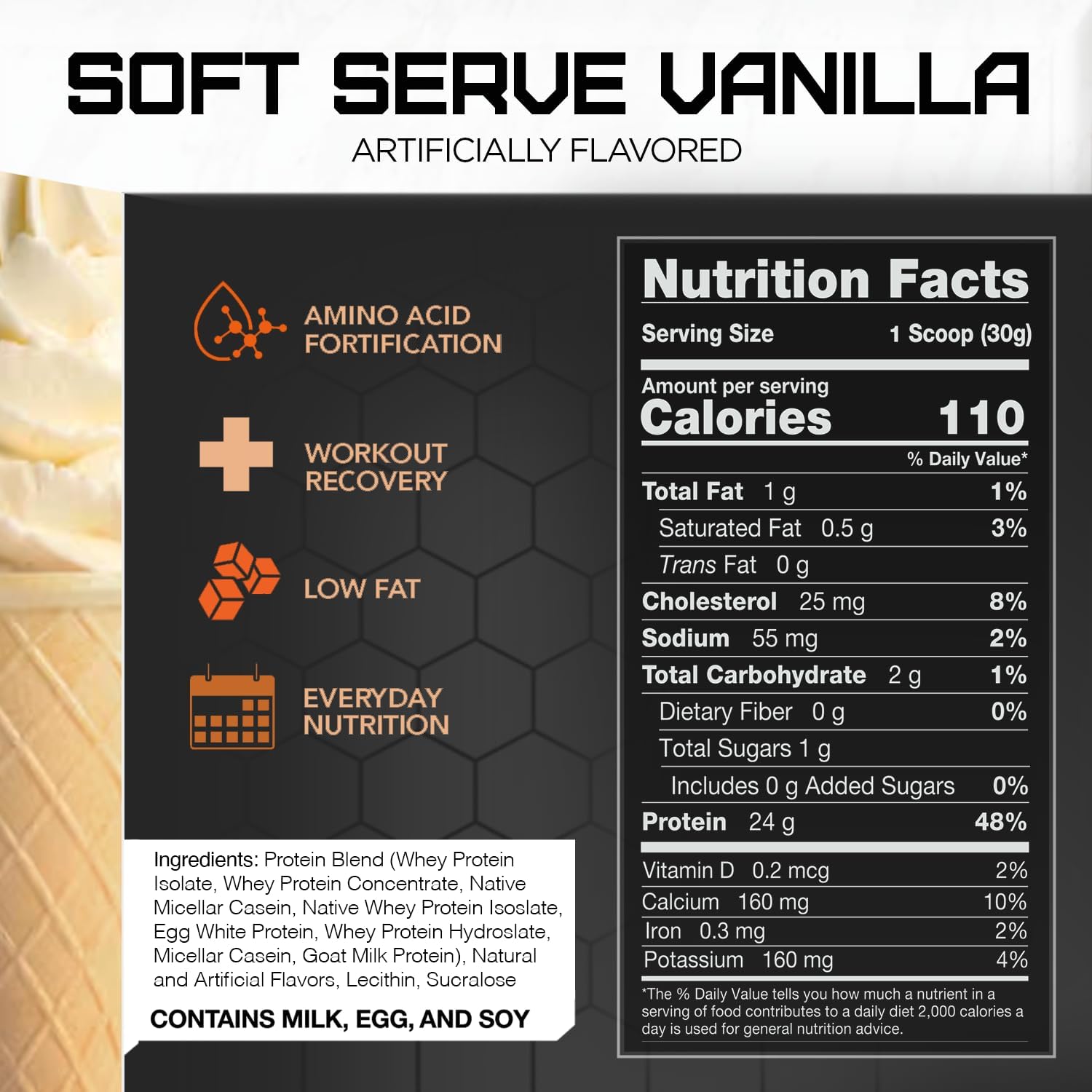 5lb Rival Nutrition Promasil Protein Powder Soft Serve Vanilla - High Quality Whey Protein Supplement