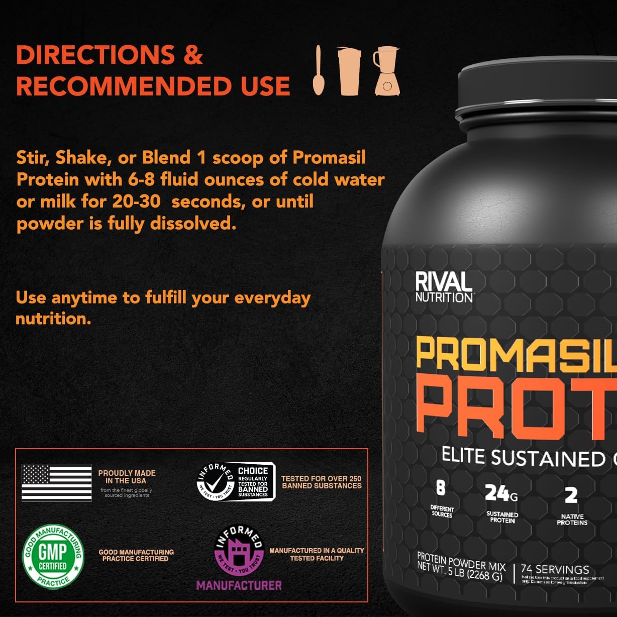 5lb Rival Nutrition Promasil Protein Powder Soft Serve Vanilla - High Quality Whey Protein Supplement