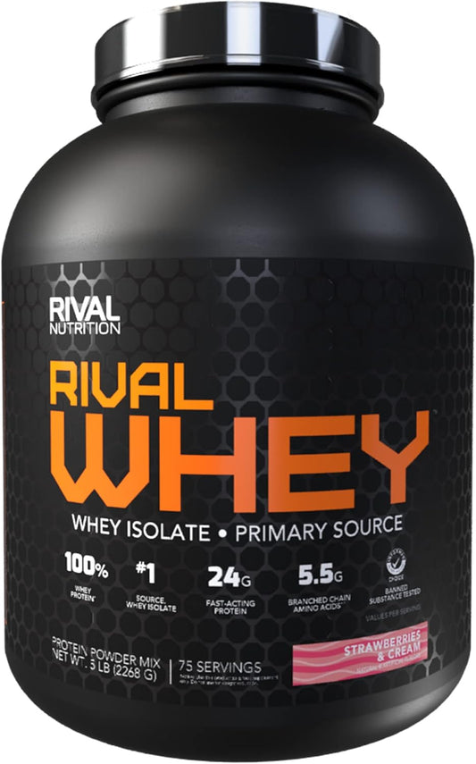 5lb Rival Nutrition Rival Whey Protein Powder in Strawberries & Cream Flavor