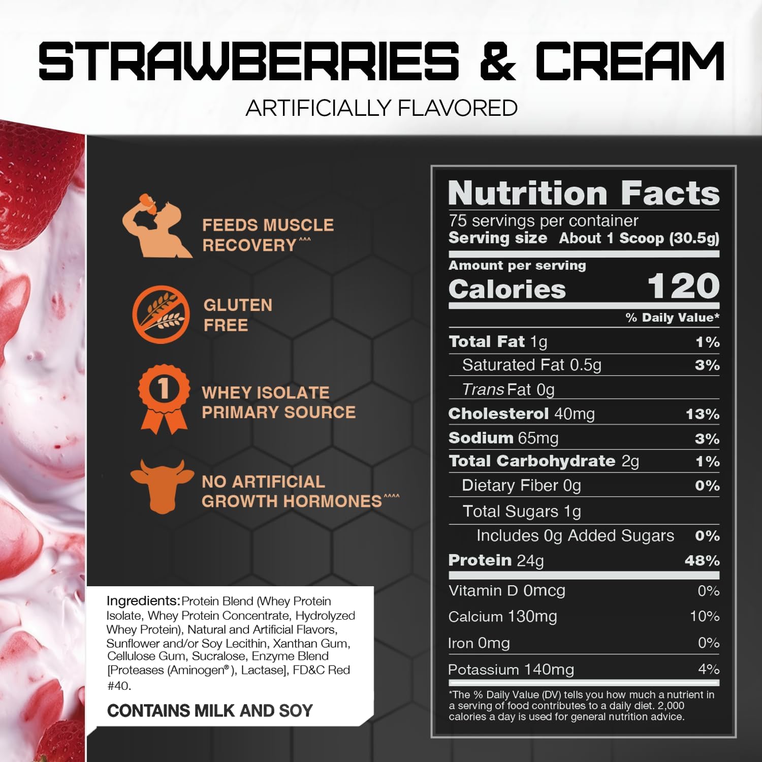 5lb Rival Nutrition Rival Whey Protein Powder in Strawberries & Cream Flavor