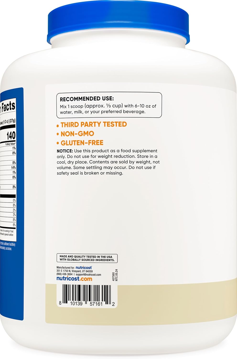 5lb Vanilla Whey Protein Isolate Powder by Nutricost