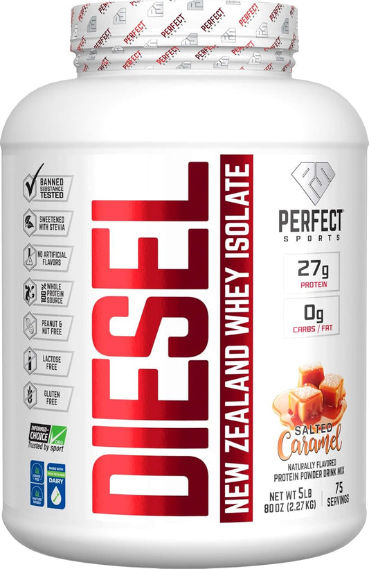 5lbs Salted Caramel PERFECT SPORTS Diesel 100% New Zealand Whey Isolate - High-Quality Protein Powder