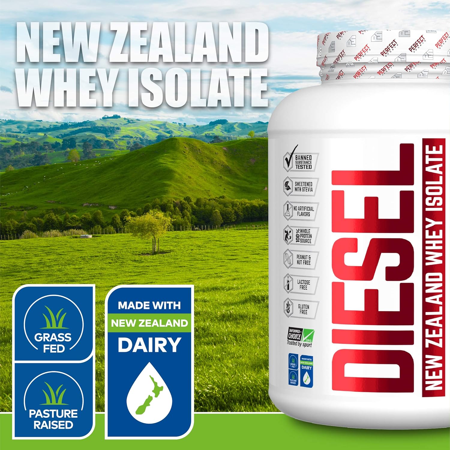 5lbs Salted Caramel PERFECT SPORTS Diesel 100% New Zealand Whey Isolate - High-Quality Protein Powder