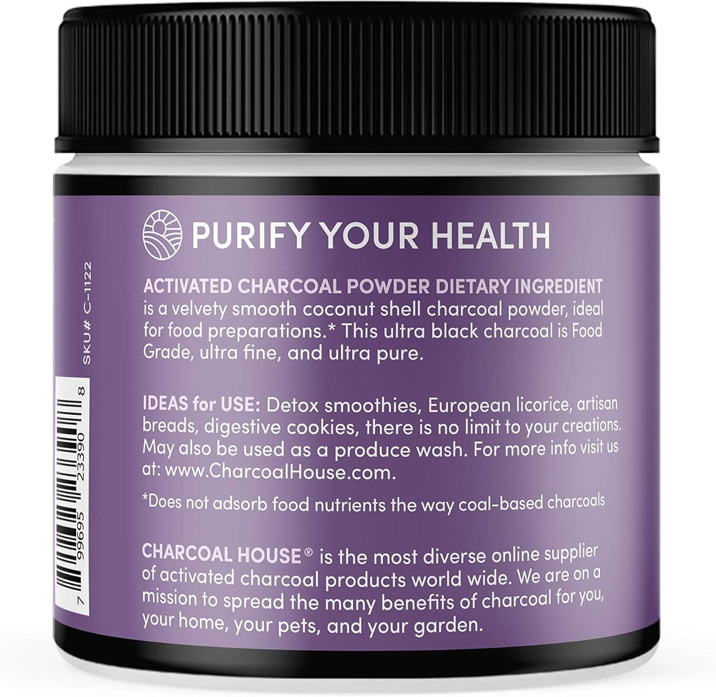 5oz Charcoal House ULTRA FINE Coconut Activated Charcoal Powder - Ideal for Culinary and Cosmetic Use, Velvety Smooth Texture for Smoothies, Ice Creams, Pastries, and Soaps - Soft Finish, No Grit