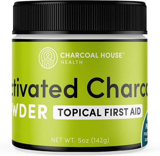 5oz Food Grade Hardwood Activated Charcoal Powder for Topical First Aid - Ideal for Cuts, Scratches, and Minor Burns