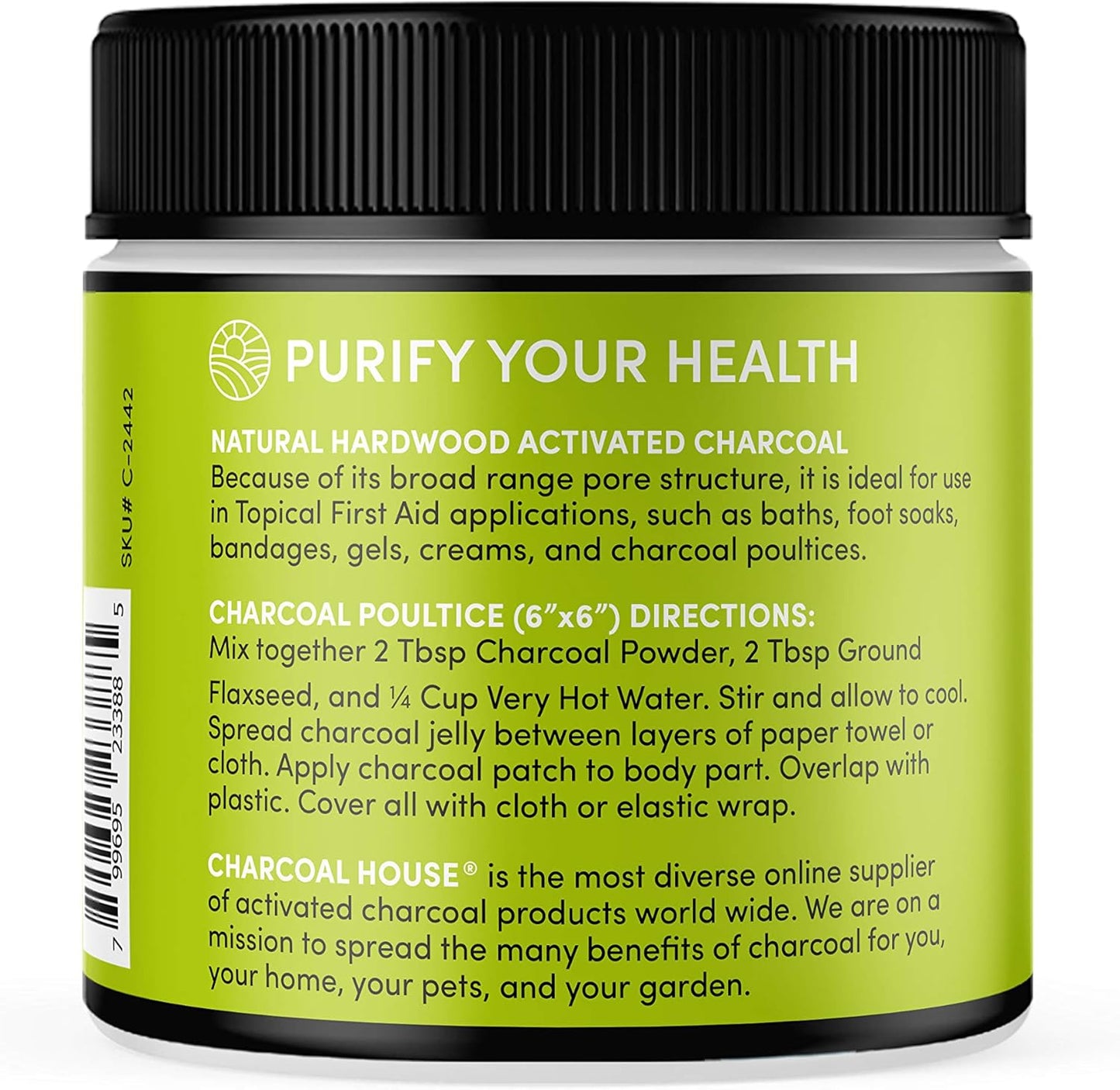 5oz Food Grade Hardwood Activated Charcoal Powder for Topical First Aid - Ideal for Cuts, Scratches, and Minor Burns
