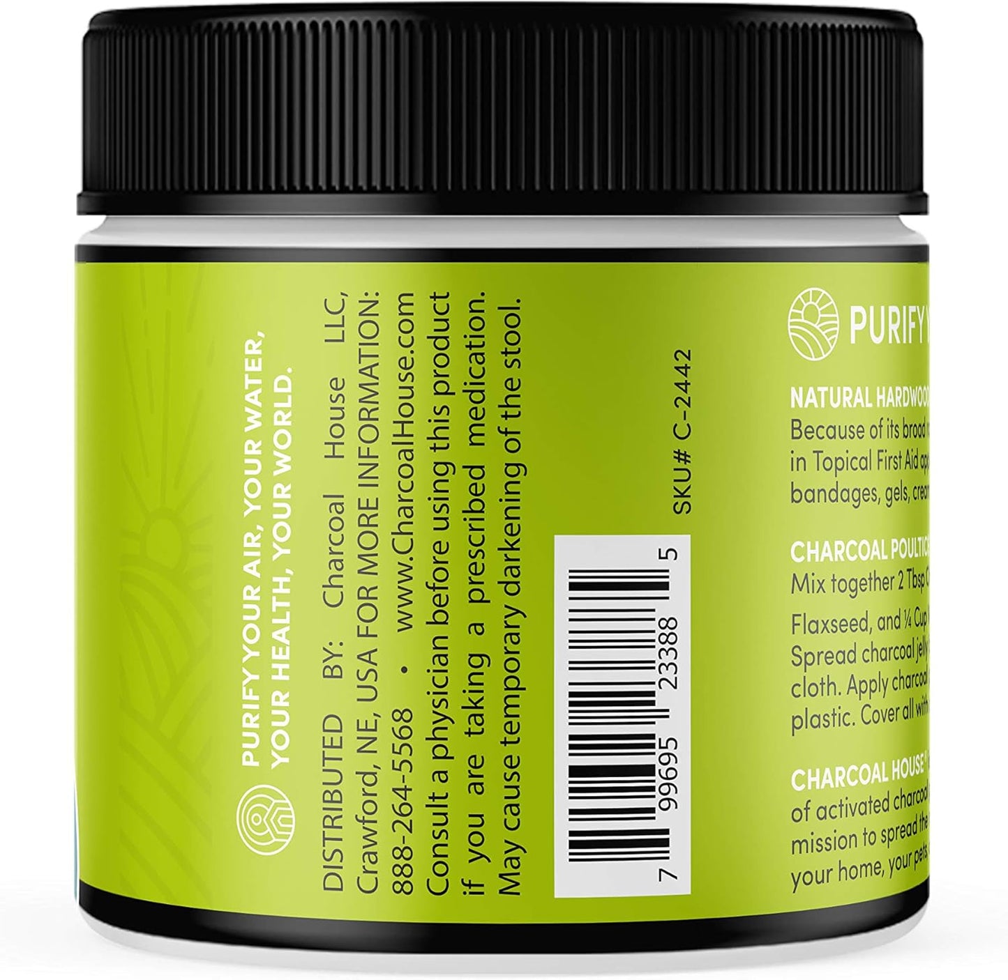 5oz Food Grade Hardwood Activated Charcoal Powder for Topical First Aid - Ideal for Cuts, Scratches, and Minor Burns