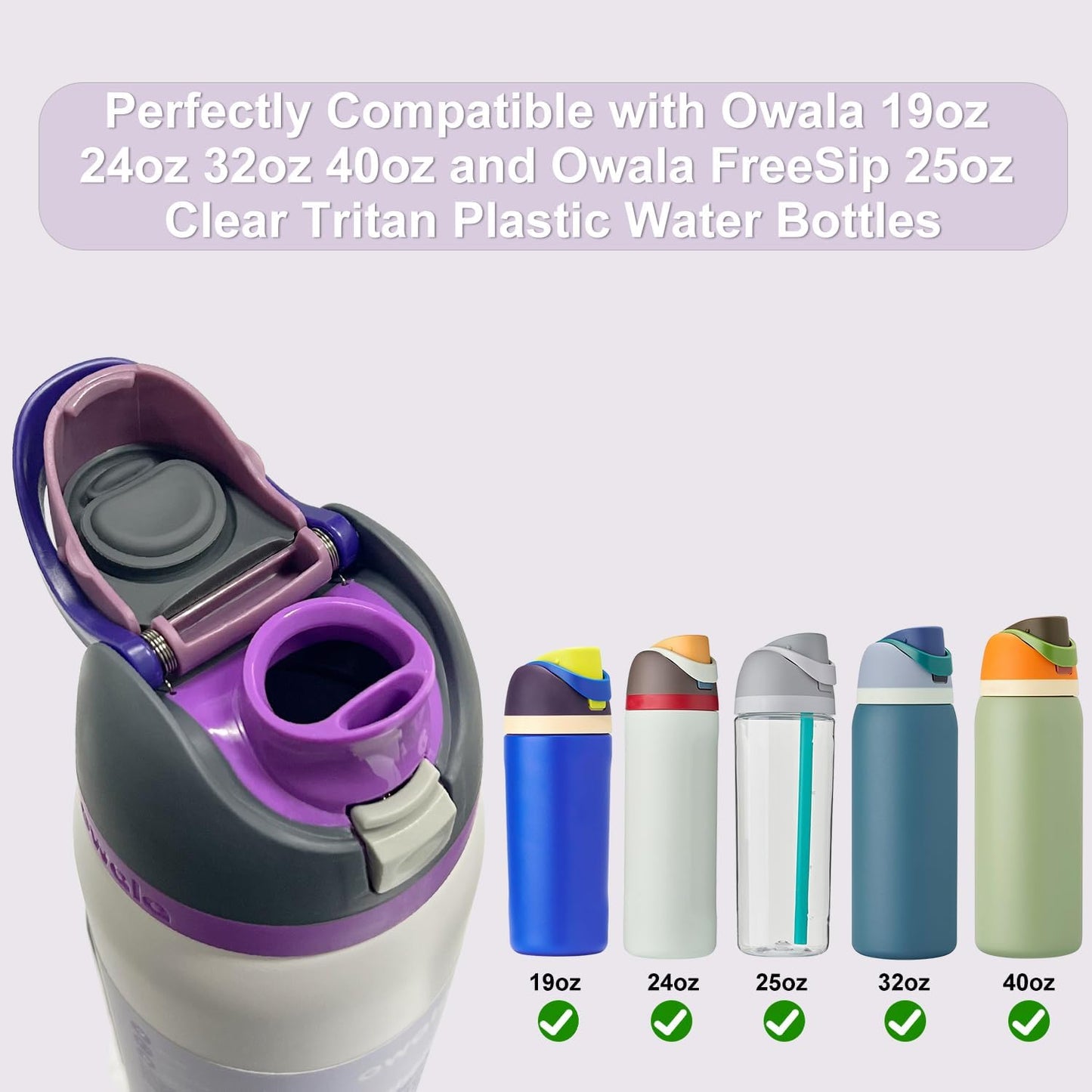 5Pcs Replacement Lid Stopper Compatible with Owala FreeSip Water Bottles - BPA-Free Accessories for 19oz, 24oz, 25oz, 32oz, 40oz Sizes
