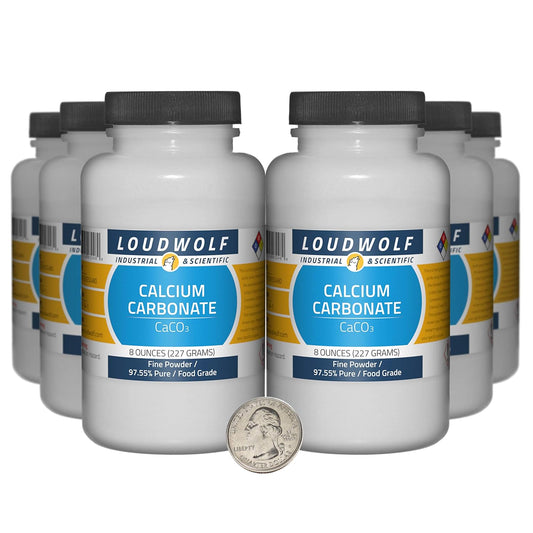 6 Bottles of 3 Pounds Loudwolf Calcium Carbonate - 97.55% Pure Food Grade Fine Powder