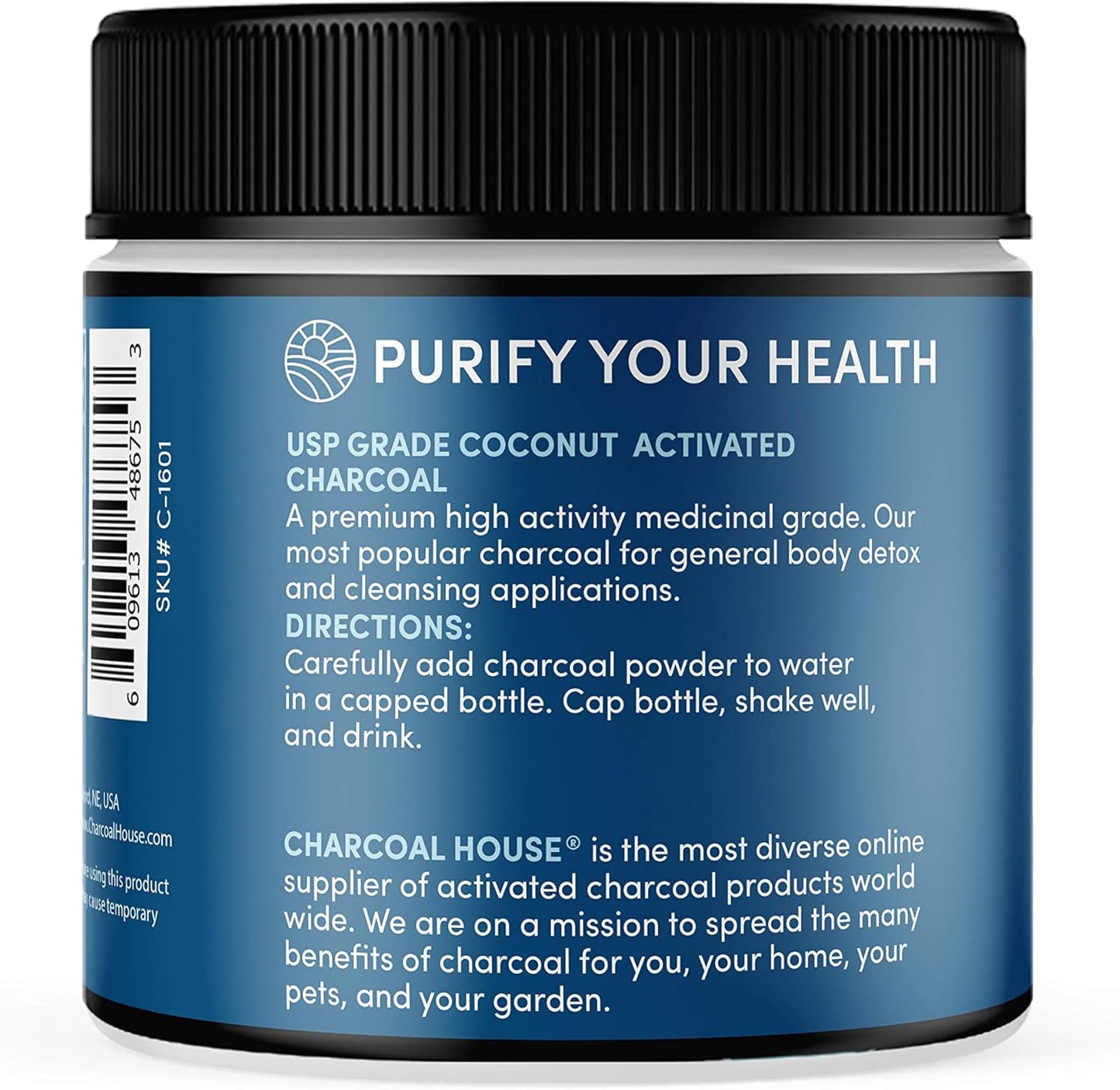 6 oz Medical Grade Coconut Shell Activated Charcoal Powder for Detox and Cleanse - High Adsorptive & Fast Acting - Naturally Detoxifying Powder