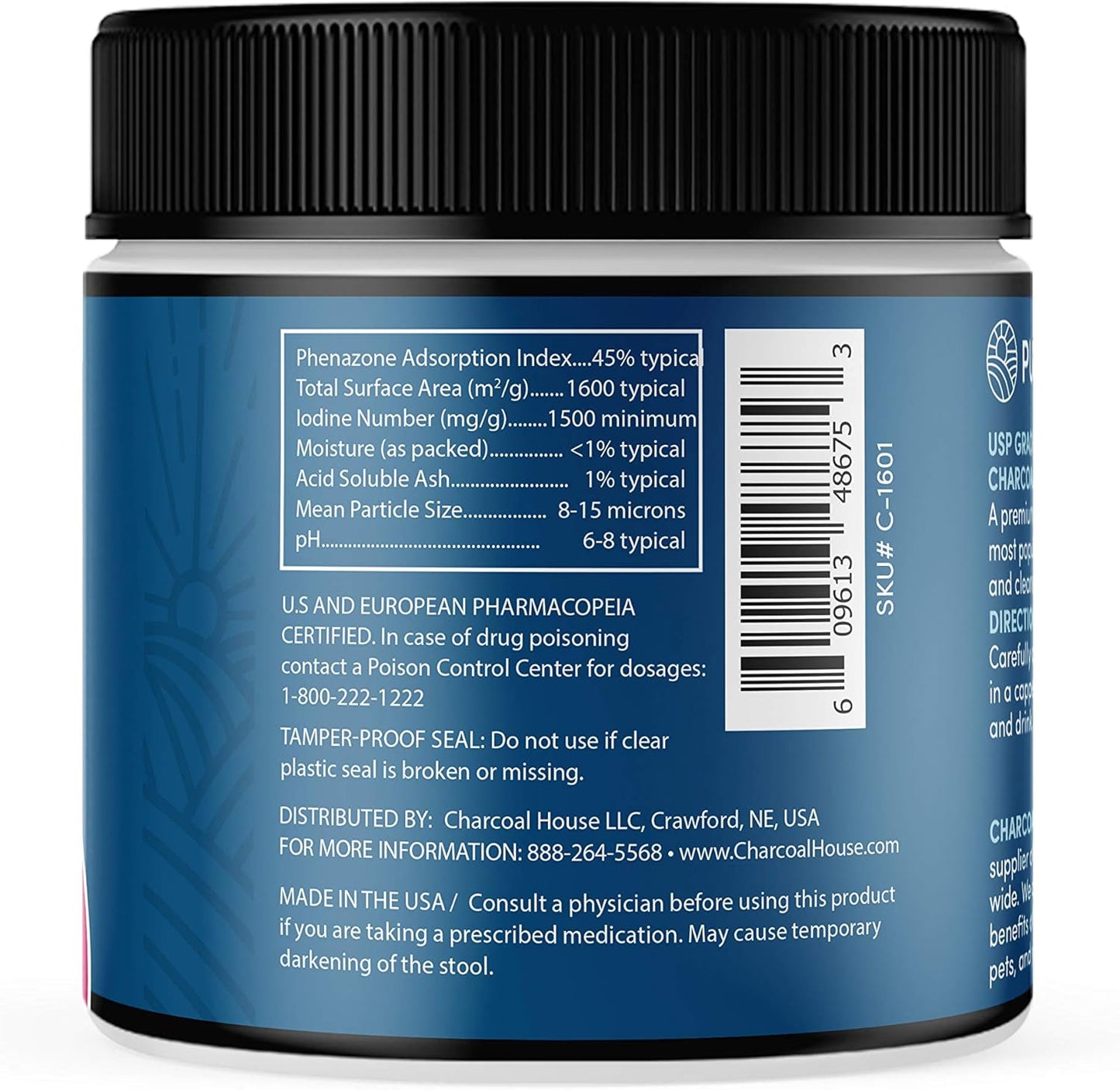 6 oz Medical Grade Coconut Shell Activated Charcoal Powder for Detox and Cleanse - High Adsorptive & Fast Acting - Naturally Detoxifying Powder