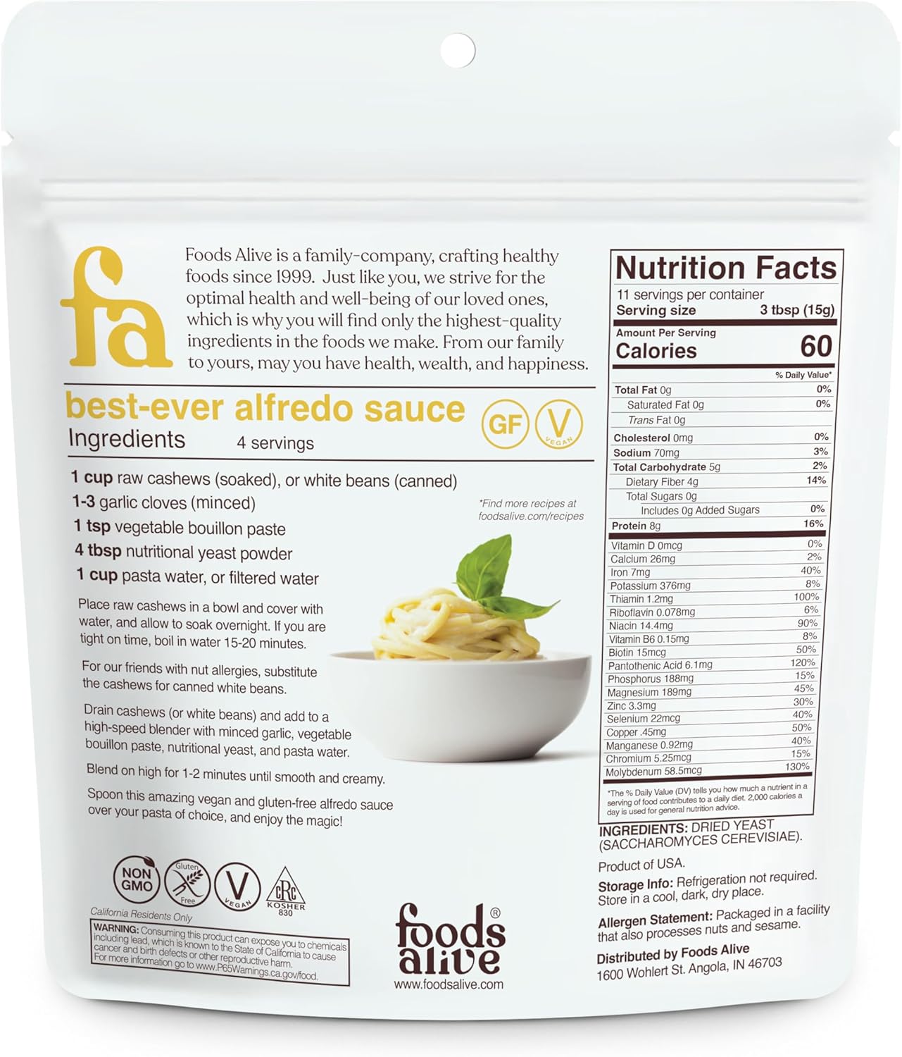 6 oz Non-Fortified Premium Nutritional Yeast Flakes - Vegan Cheese Powder Seasoning - BoostGo Australia