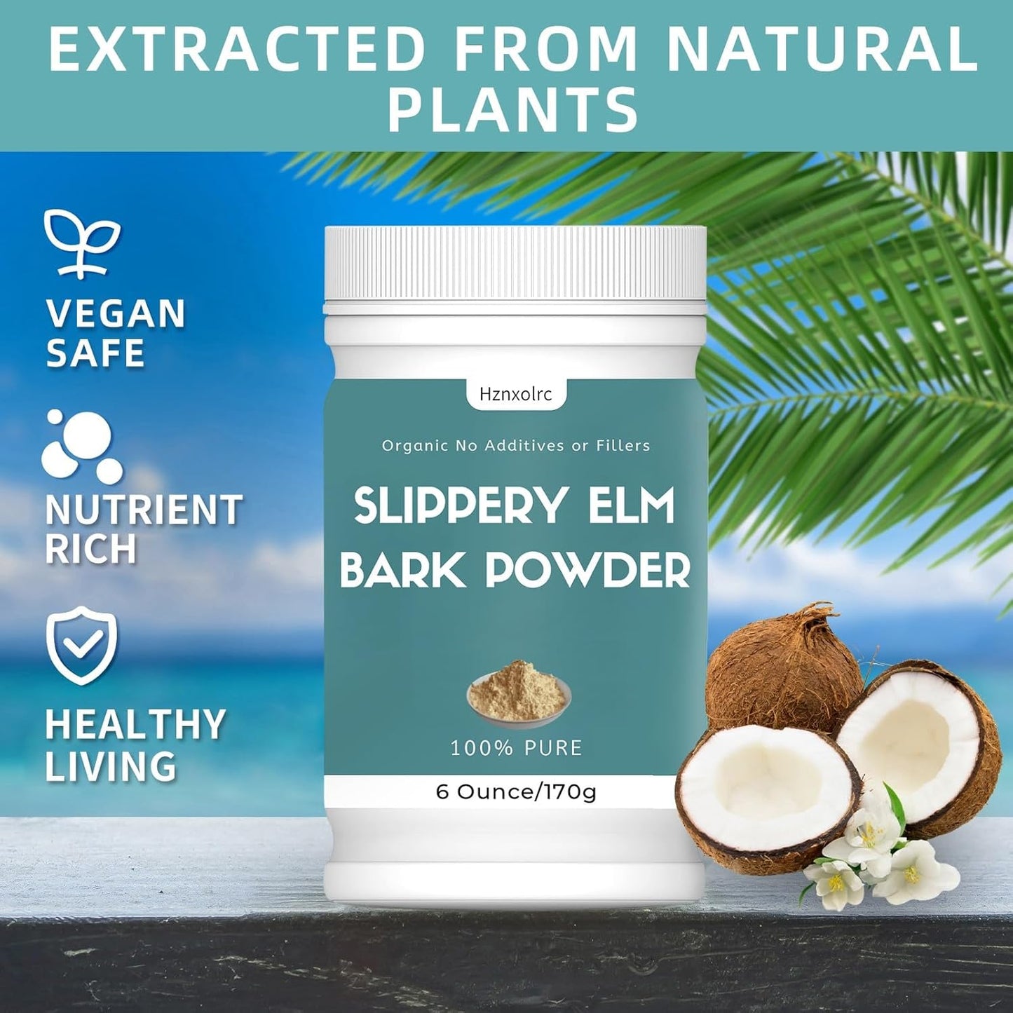 6 oz Organic Slippery Elm Bark Powder for Throat Soothing & Cough Relief - Pure, Natural, Food-Grade, Vegan, Pet Friendly