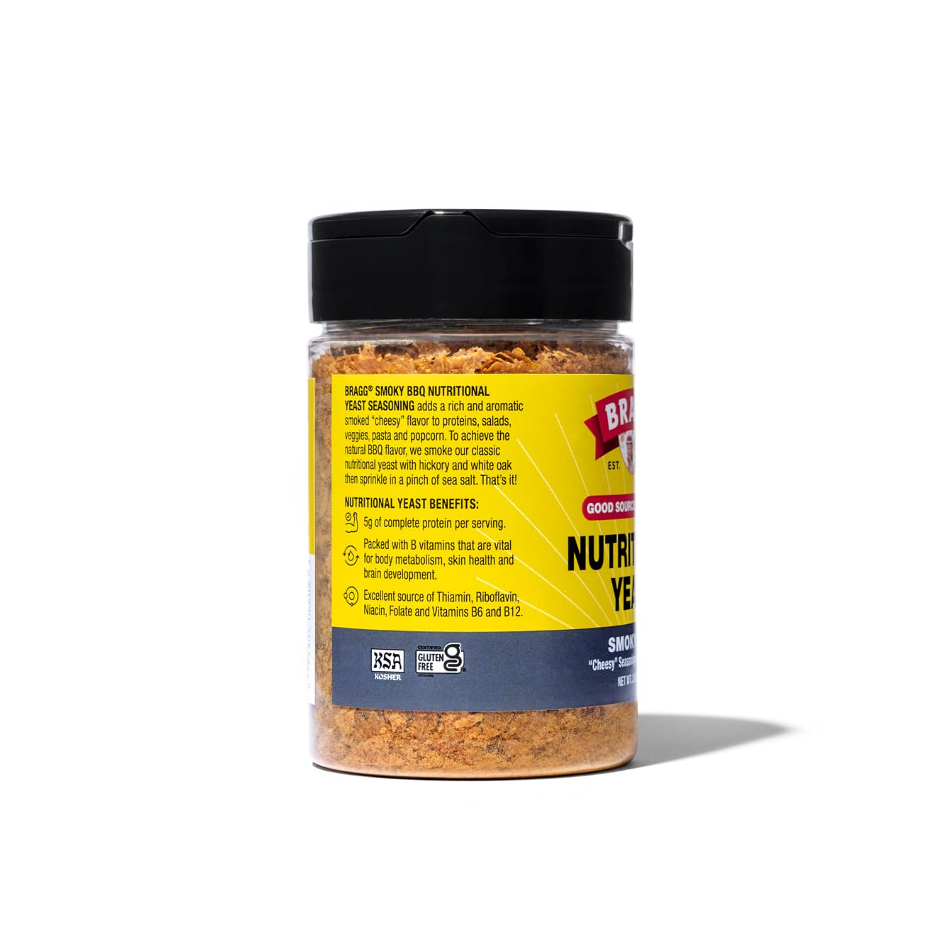 6-Pack Bragg Nutritional Yeast Smoky BBQ Seasoning 3 oz - Dairy-Free Alternative to Parmesan - Ideal for Salads, Pastas, Popcorn