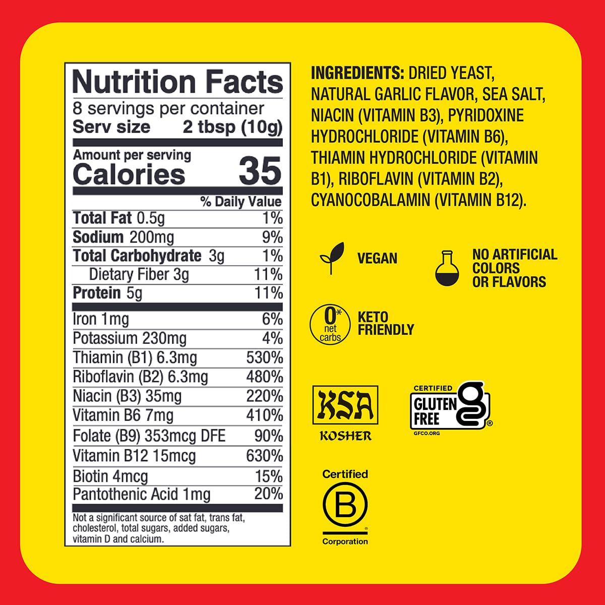 6 Pack Bragg Roasted Garlic Nutritional Yeast Seasoning (3 oz) - Vegan Parmesan Cheese Alternative for Salads, Pastas, Popcorn - Dairy-Free Flavor Enhancer