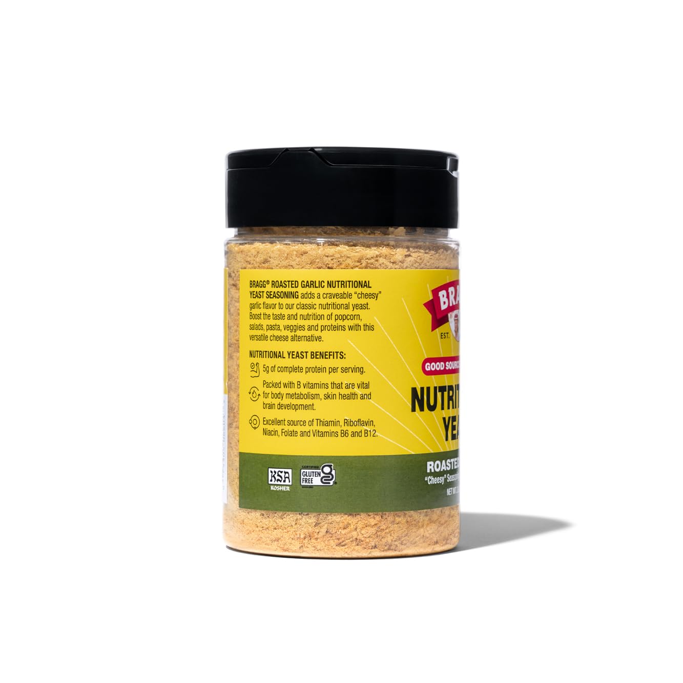 6 Pack Bragg Roasted Garlic Nutritional Yeast Seasoning (3 oz) - Vegan Parmesan Cheese Alternative for Salads, Pastas, Popcorn - Dairy-Free Flavor Enhancer