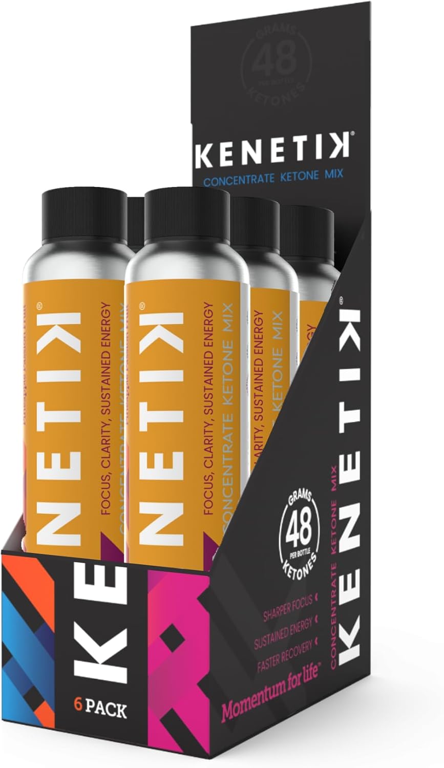 6-Pack KENETIK Pineapple Passionfruit Ketone Drink Mix - Exogenous Ketones Blend, Keto, Vegan, Caffeine & Sugar Free for Clean Energy & Focus