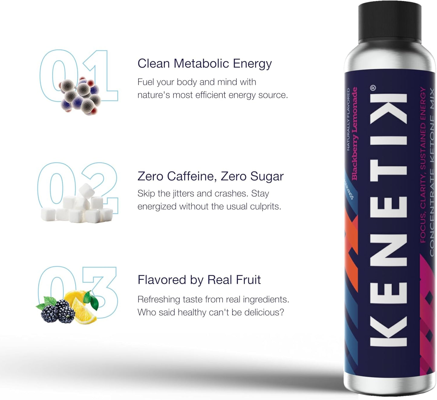 6-Pack KENETIK Pineapple Passionfruit Ketone Drink Mix - Exogenous Ketones Blend, Keto, Vegan, Caffeine & Sugar Free for Clean Energy & Focus