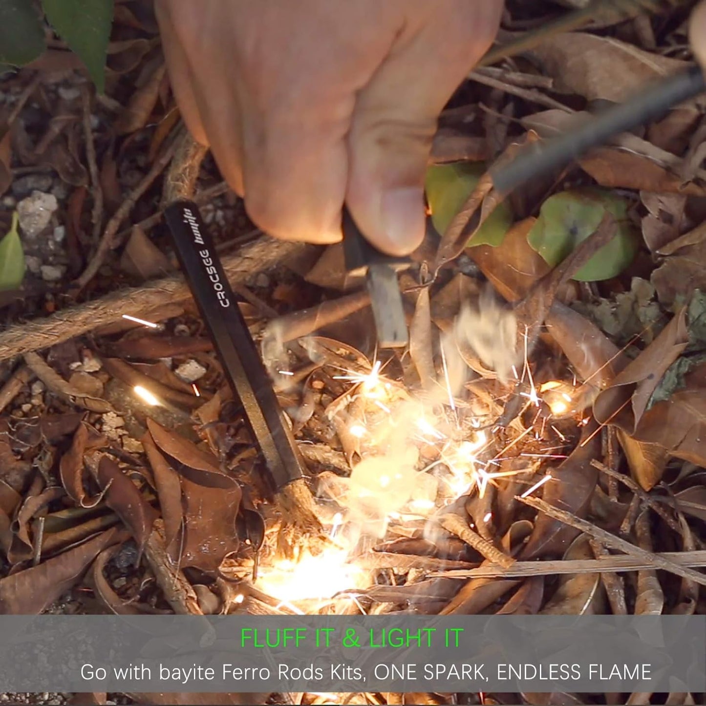 6 Pack of CrocSee Survival Flint Fire Starter Ferro Rod Kit with Striker andmetabolism boosterTinder Cords
