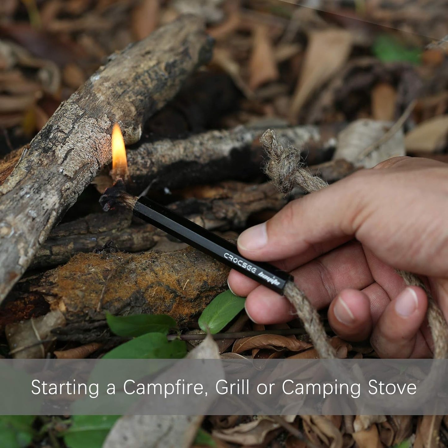 6 Pack of CrocSee Survival Flint Fire Starter Ferro Rod Kit with Striker andmetabolism boosterTinder Cords