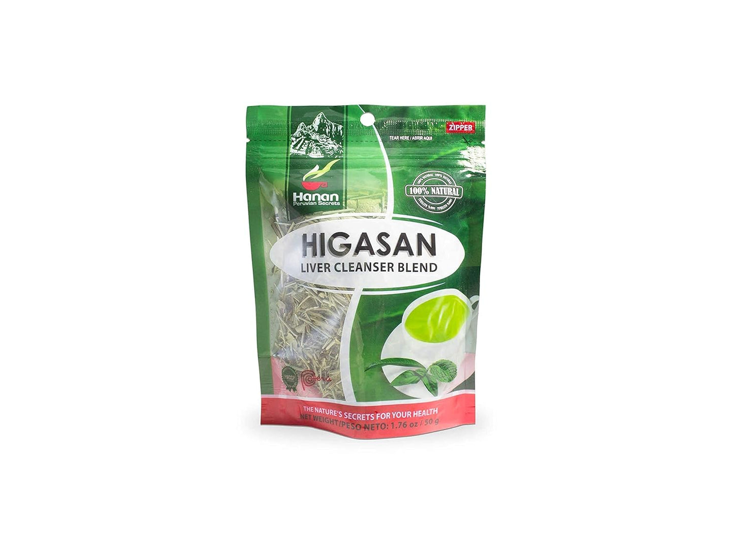 6 Pack of Hanan Peruvian Secrets Higasan Herbal Tea for Natural Liver Cleansing and Cholesterol Maintenance - 1.76oz / 50g each