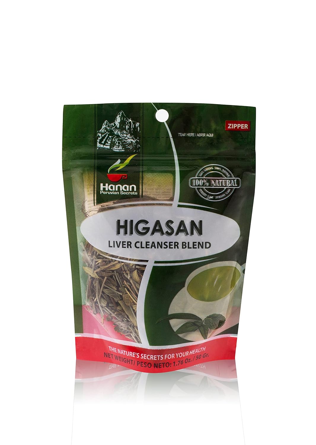 6 Pack of Hanan Peruvian Secrets Higasan Herbal Tea for Natural Liver Cleansing and Cholesterol Maintenance - 1.76oz / 50g each