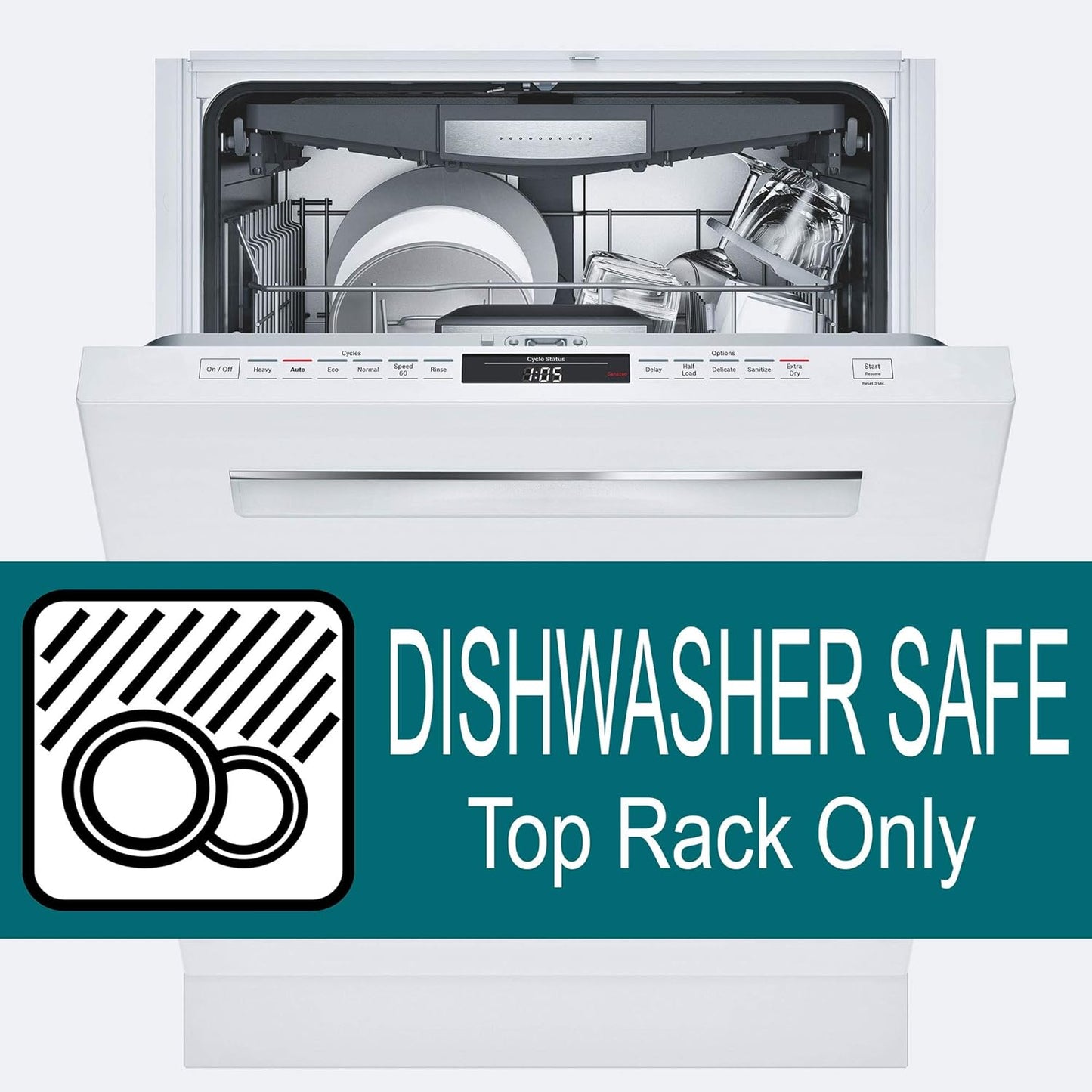 6-Pack Rolling Sands 20 oz Sports Water Bottles, BPA-Free, Dishwasher Safe, USA Made - White/Rainbow