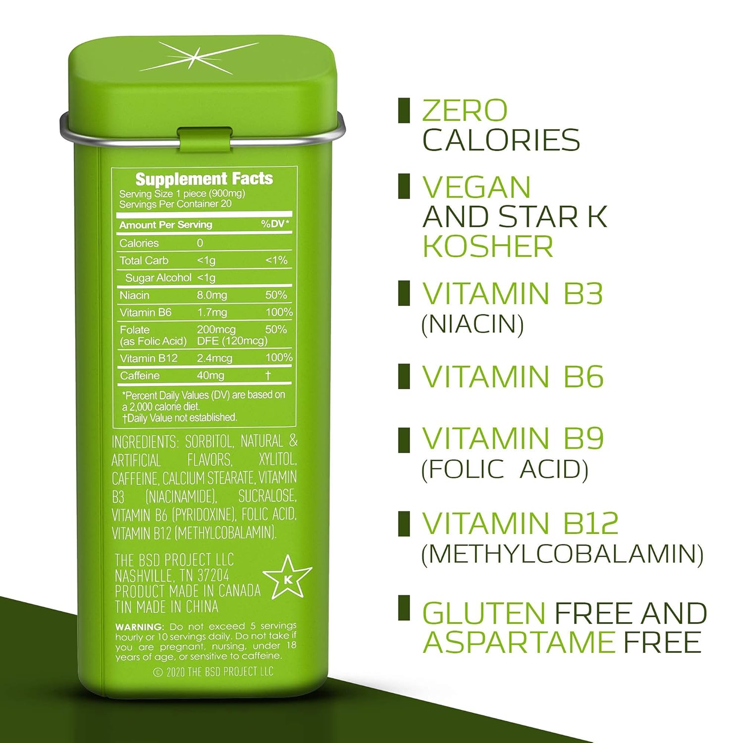 6 Pack Viter Energy Spearmint Caffeine Mints + 1/2 Pound Bulk Bag Bundle - 40mg Caffeine, B Vitamins, Sugar Free, Vegan - Energy Booster for Focus and Alertness