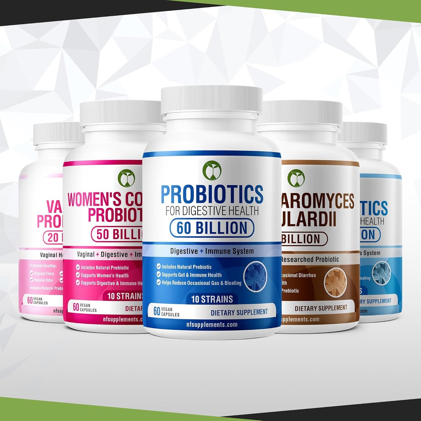 60 Billion CFU Natural Probiotic Blend with Prebiotics for Digestive Health - 60 Capsules for Men & Women