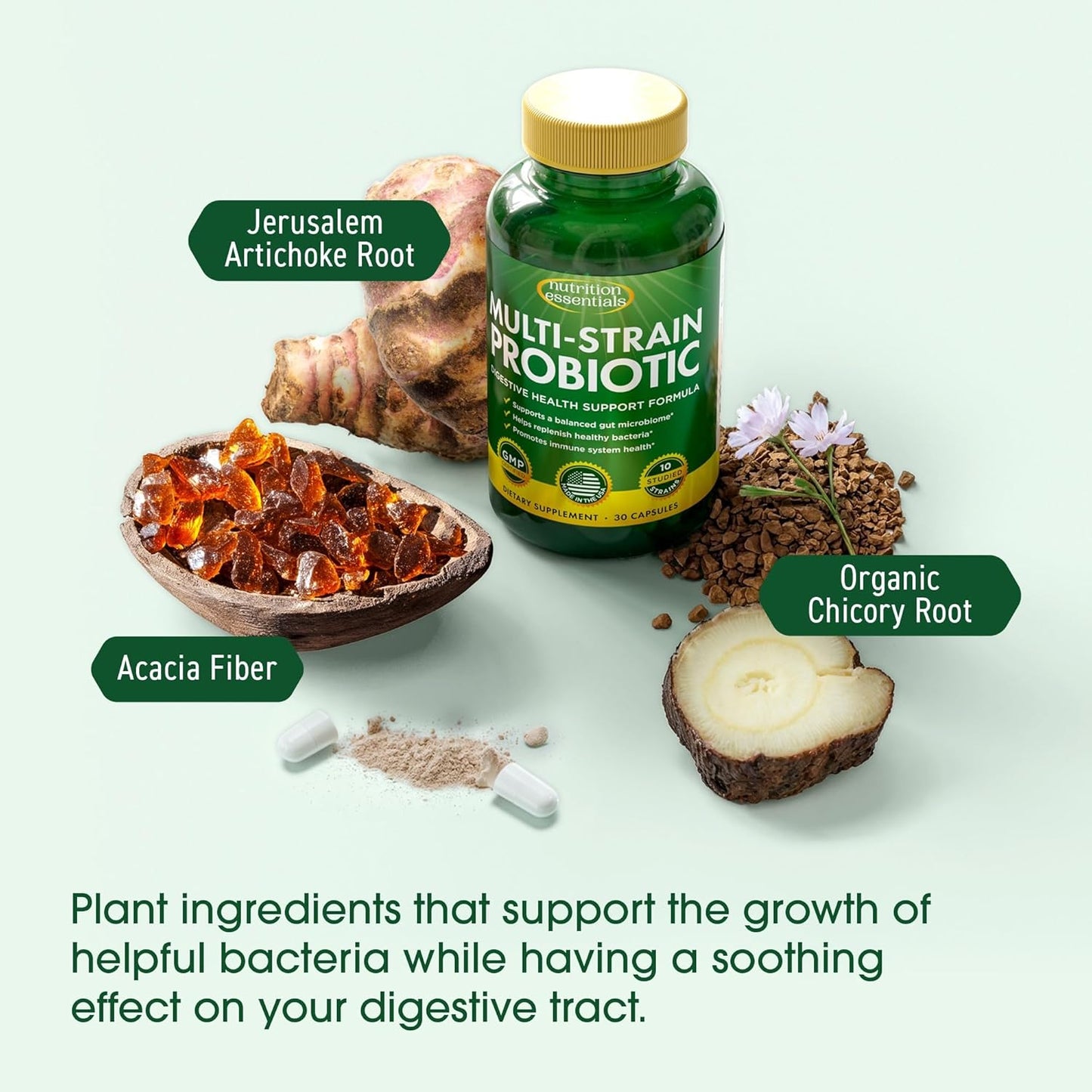 60 Billion CFU Probiotic for Men and Women - Digestive & Immune Support with Prebiotics, Gut Health Supplement - 30 Capsules